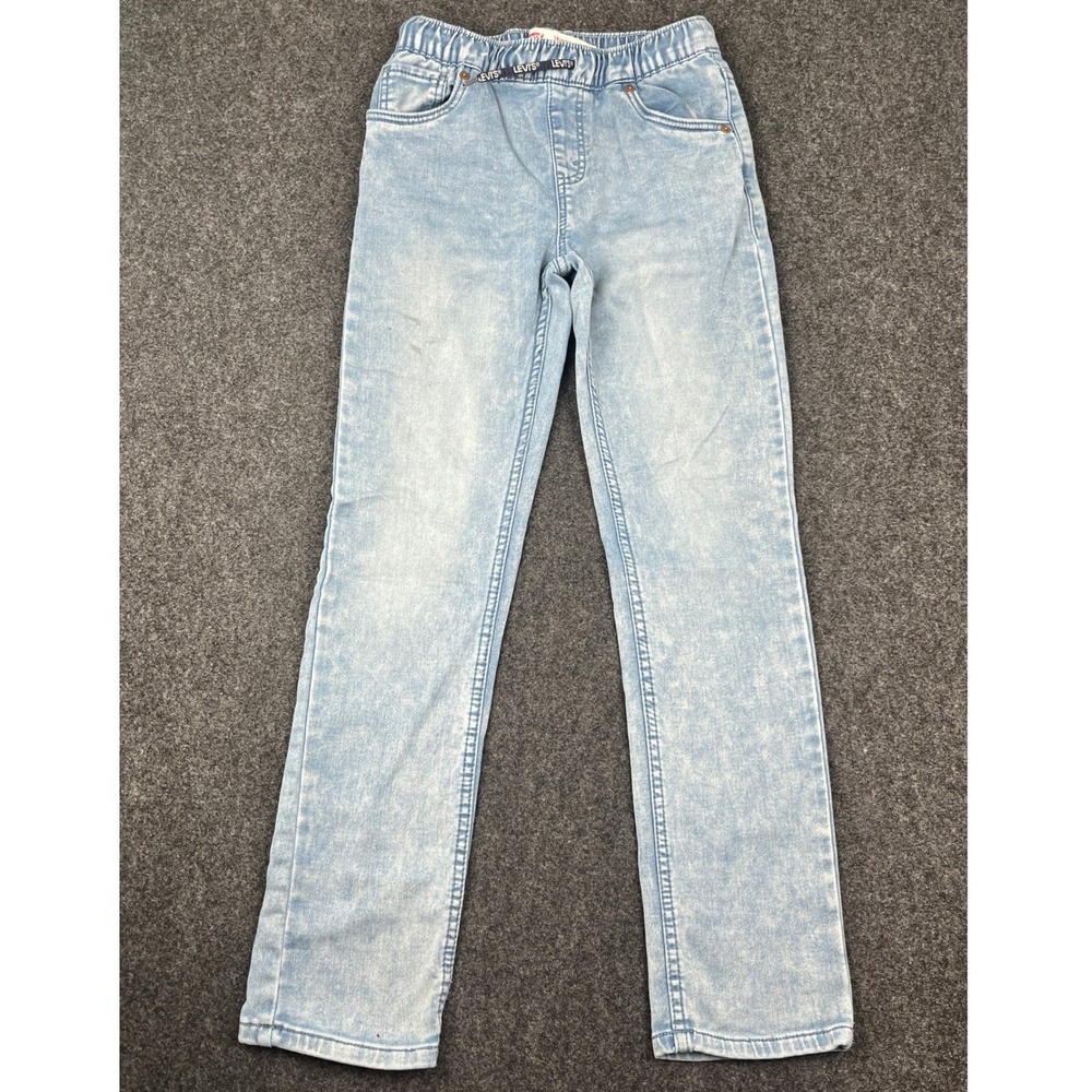 Levis Boys Skinny Knit Pull On Jeans Light Acid Wash Blue Size 12 Reg B106-L6E